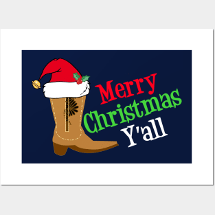 Merry Christmas Yall Cowboy Posters and Art